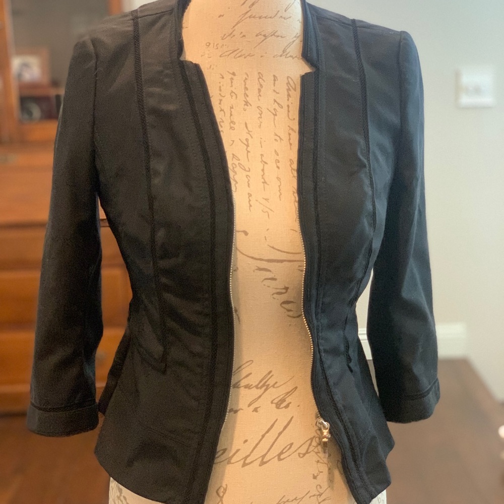 Black white house black market zipper blazer